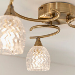 Anson Lighting Georgia 3Lt Ceiling Light In  Antique Brass Plate & Clear Glass - thumbnail 5