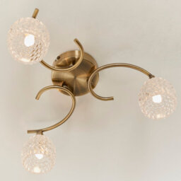 Anson Lighting Georgia 3Lt Ceiling Light In  Antique Brass Plate & Clear Glass - thumbnail 4