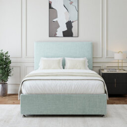 Bedmaster Duck Egg Linen 2 Drawer Divan Base And Plain Headboard King Size - thumbnail 1