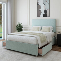 Bedmaster Duck Egg Linen 2 Drawer Divan Base And Plain Headboard King Size - thumbnail 2