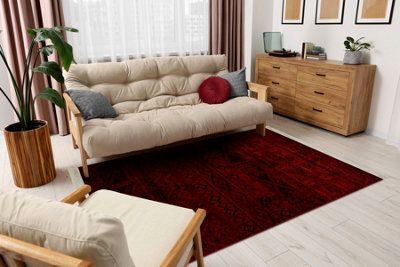 RugsX Orient 4722 Carpet Burgundy Black Oriental, With Fringes 100X200 Cm - image 1