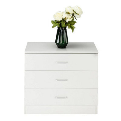 3 Drawers Nightstand Wooden Chest Of Drawers Bedroom Furniture White Modern - image 1