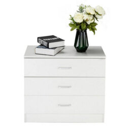 3 Drawers Nightstand Wooden Chest Of Drawers Bedroom Furniture White Modern - thumbnail 4