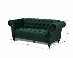 Home Detail Mayfair Velvet Fabric 3 Seater Sofa, Green - thumbnail 8