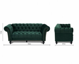 Home Detail Mayfair Velvet Fabric 3 Seater Sofa, Green - thumbnail 9