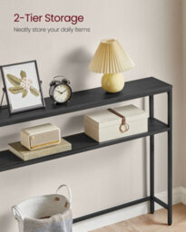 LEDREM Console Table For Hallway, 2-Tier Slim Sofa Table, 20 X 80 X 80 Cm, Hallway Table With 2 Shelves, For Living Room, Bedroom - thumbnail 5