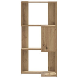 Berkfield Corner Bookcase 3-Tier Artisian Oak 50X50X102 Cm Engineered Wood - thumbnail 5