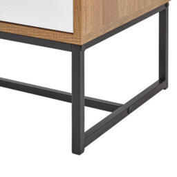 Wyld And Coco Sideboard, White And Light Wood-Effect Matt Finish With Black Metal Legs, 4 Doors, 100 X 76 Cm - thumbnail 8