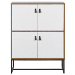 Wyld And Coco Sideboard, White And Light Wood-Effect Matt Finish With Black Metal Legs, 4 Doors, 100 X 76 Cm - thumbnail 1