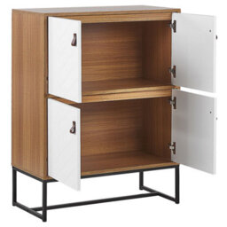 Wyld And Coco Sideboard, White And Light Wood-Effect Matt Finish With Black Metal Legs, 4 Doors, 100 X 76 Cm - thumbnail 5
