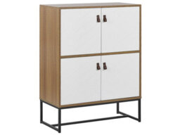 Wyld And Coco Sideboard, White And Light Wood-Effect Matt Finish With Black Metal Legs, 4 Doors, 100 X 76 Cm - thumbnail 3