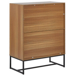 Wyld And Coco Sideboard, White And Light Wood-Effect Matt Finish With Black Metal Legs, 4 Doors, 100 X 76 Cm - thumbnail 6
