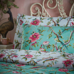 Furn. Vintage Chinoiserie Floral Reversible Duvet Cover Set, Double, Green - thumbnail 3