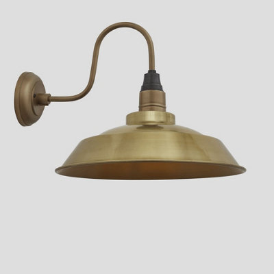 Industville Swan Neck Step Wall Light, 16 Inch, Brass - image 1