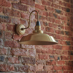 Industville Swan Neck Step Wall Light, 16 Inch, Brass - thumbnail 2