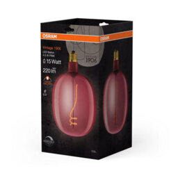 Osram Vintage 1906 Ballon 15 Filament Led Lamp 4.5W 816 Pink E27 220Lm Dimmable - thumbnail 2