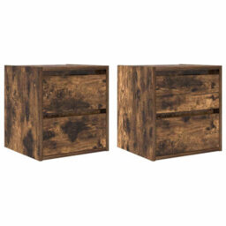 Berkfield Wall-Mounted Bedside Cabinets 2 Pcs Smoked Oak 38X34X40 Cm - thumbnail 2