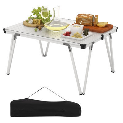 Costway Outdoor Folding Camping Table Picnic Table W/ Storage Bag-Silver - image 1