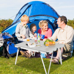 Costway Outdoor Folding Camping Table Picnic Table W/ Storage Bag-Silver - thumbnail 8