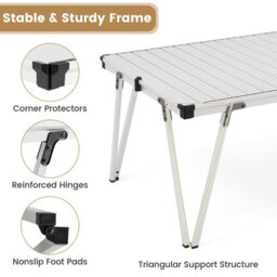 Costway Outdoor Folding Camping Table Picnic Table W/ Storage Bag-Silver - thumbnail 9
