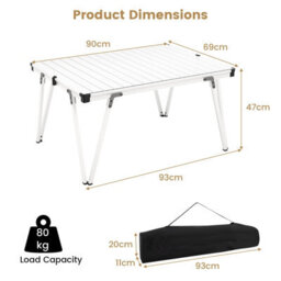 Costway Outdoor Folding Camping Table Picnic Table W/ Storage Bag-Silver - thumbnail 2