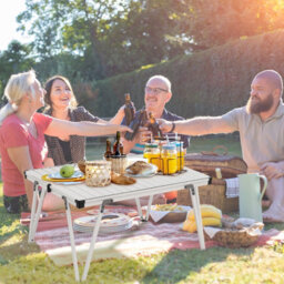 Costway Outdoor Folding Camping Table Picnic Table W/ Storage Bag-Silver - thumbnail 4