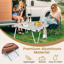 Costway Outdoor Folding Camping Table Picnic Table W/ Storage Bag-Silver - thumbnail 6