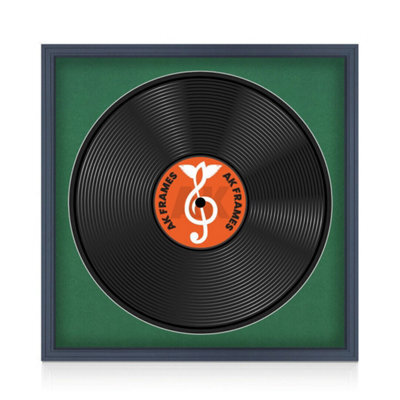"16X16"" Dark Grey Step Vinyl Record Frame With Emerald Mount For 12 Inch Lp Disc - Ak Frames" - image 1