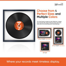 "16X16"" Dark Grey Step Vinyl Record Frame With Emerald Mount For 12 Inch Lp Disc - Ak Frames" - thumbnail 4