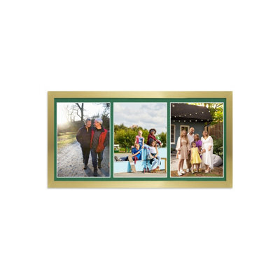 AK Frames 16X8 Dark Grey Sleek Multi Photo Frame With Emerald Mount - Holds 3 Apertures (3X) 7X5 Photos - image 1