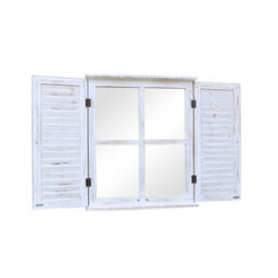 Melody Maison Distressed Ivory Shutter Style Garden Wall Mounted Mirror 60Cm X 70Cm - thumbnail 8