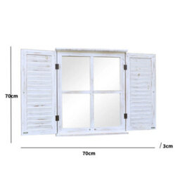 Melody Maison Distressed Ivory Shutter Style Garden Wall Mounted Mirror 60Cm X 70Cm - thumbnail 9