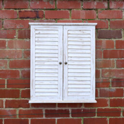 Melody Maison Distressed Ivory Shutter Style Garden Wall Mounted Mirror 60Cm X 70Cm - thumbnail 7