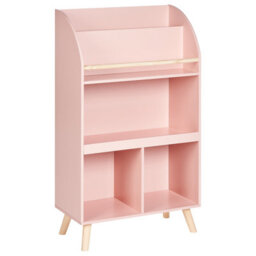 Beliani 3 Tier Bookcase Liloet 102 Cm Pastel Pink - thumbnail 1