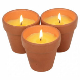 Urbn-Living Set Of 3 Citronella Scented Candles Terracotta Pots - thumbnail 1