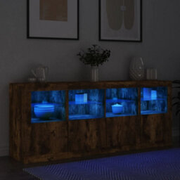 Berkfield Sideboard With Led Lights Smoked Oak 163X37X67 Cm - thumbnail 4
