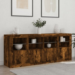 Berkfield Sideboard With Led Lights Smoked Oak 163X37X67 Cm - thumbnail 3