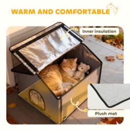 Pawhut Outdoor Cat House, Feral Cat Shelter With Elevated Base, Grey - thumbnail 7