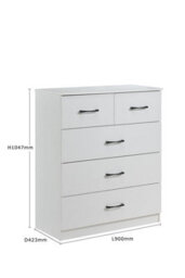 Swish Furniture Paddington White With Black Handles 3+2 Chest Of Drawers Dresser Bedroom Furniture Storage Organiser - thumbnail 3
