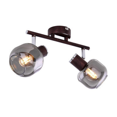 Luminosa Lighting Luminosa Pallo Twin Ceiling Spotlight Bronze Colored Smoke Glass Shade 2X E14 - image 1