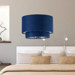 First Choice Lighting Kozy - Navy Blue And Silver 30Cm Pendant Shade - thumbnail 5