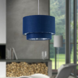 First Choice Lighting Kozy - Navy Blue And Silver 30Cm Pendant Shade - thumbnail 4