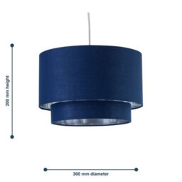First Choice Lighting Kozy - Navy Blue And Silver 30Cm Pendant Shade - thumbnail 6
