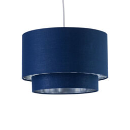 First Choice Lighting Kozy - Navy Blue And Silver 30Cm Pendant Shade
