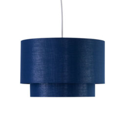 First Choice Lighting Kozy - Navy Blue And Silver 30Cm Pendant Shade - thumbnail 2