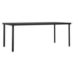 Berkfield Garden Dining Table Black 200X100X74 Cm Steel And Glass - thumbnail 2