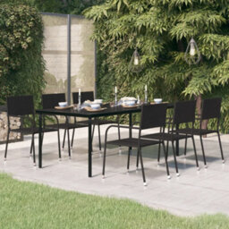 Berkfield Garden Dining Table Black 200X100X74 Cm Steel And Glass