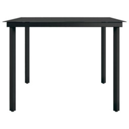 Berkfield Garden Dining Table Black 200X100X74 Cm Steel And Glass - thumbnail 4