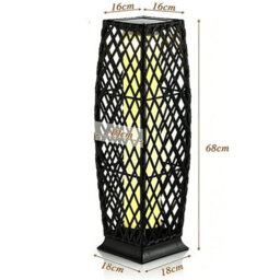 Gr8 Garden Set Of 2 Solar Rattan Lantern Led Garden Path Lights Charcoal - thumbnail 3