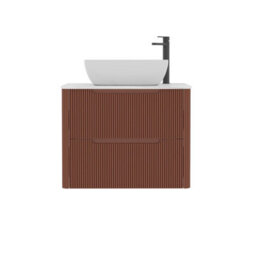Royal Bathrooms Avenza 700mm Terracotta Clay Wall Hung Bathroom Countertop Vanity Unit 2 Drawer With Elva Basin - thumbnail 6